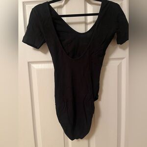 American Apparel black bodysuit with plunging back, size M